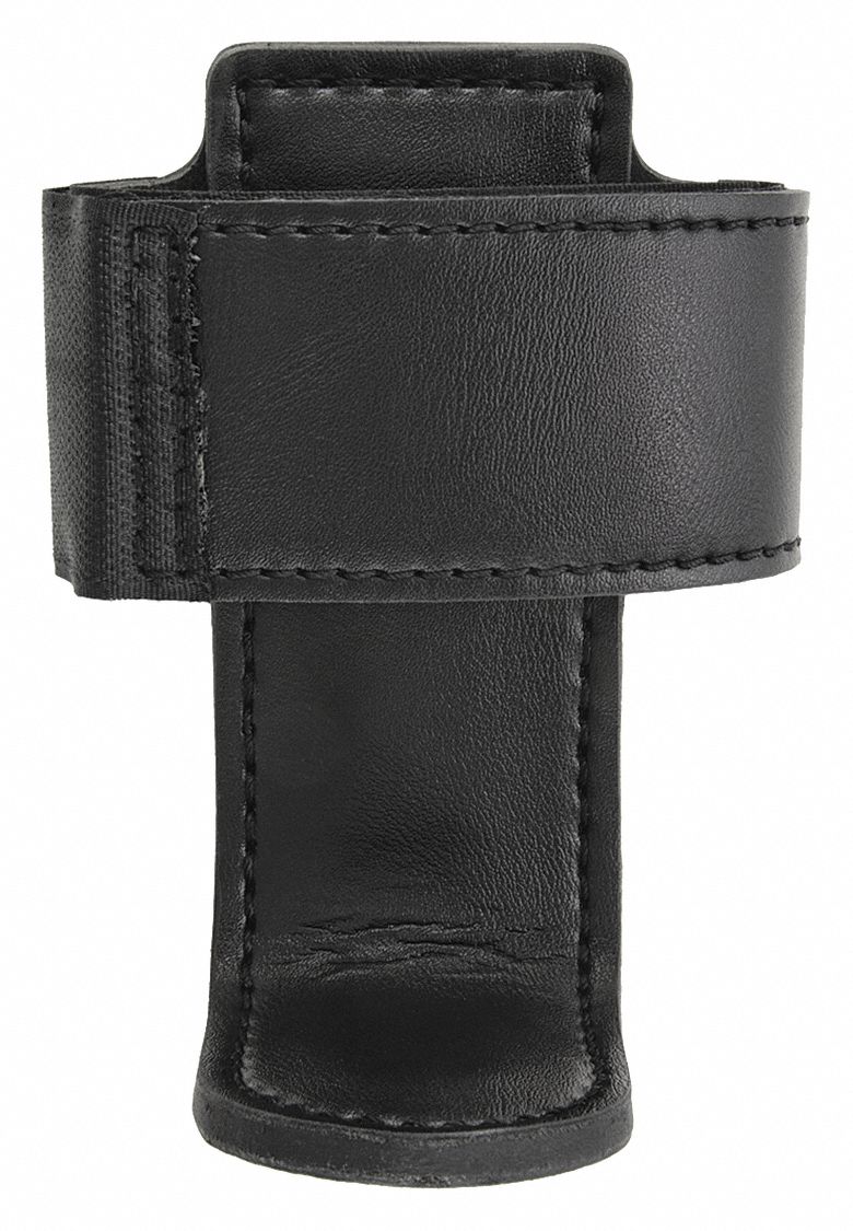 Radio Pouch: Black, Synthetic Leather, Plain, 5 1/2 in x 2 5/8 in, For 2 1/4 in Belt Wd