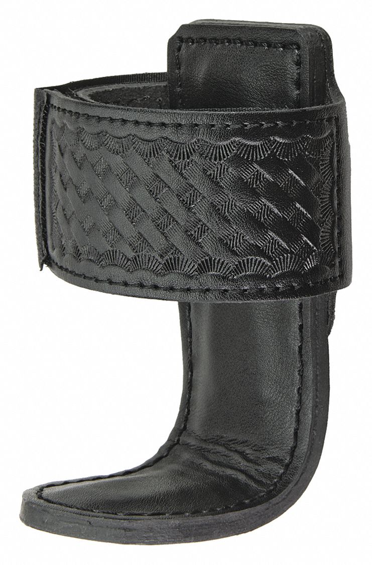 Radio Pouch: Black, Synthetic Leather, Basket Weave, 5 1/2 in x 2 5/8 in