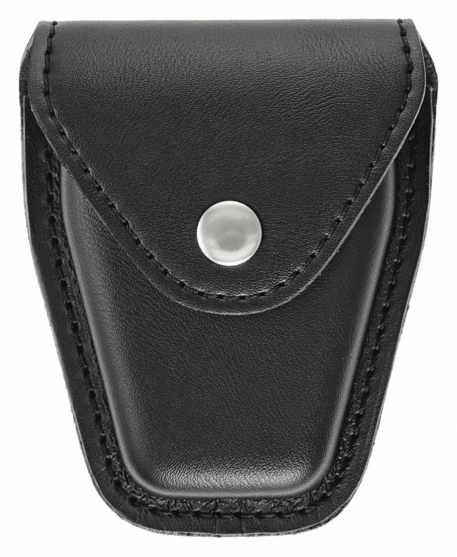 Handcuff Pouch: Handcuff Pouch, Single, Synthetic Leather, Plain, Black, Handcuff, S