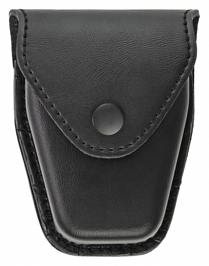 Handcuff Pouch: Double Handcuff Pouch, Double, Synthetic Leather, Plain, Black, Handcuff