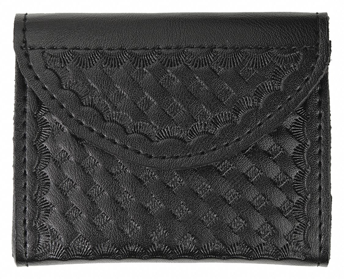 Glove Pouch: Black, Synthetic Leather, Basket Weave, 90 mm x 103 mm