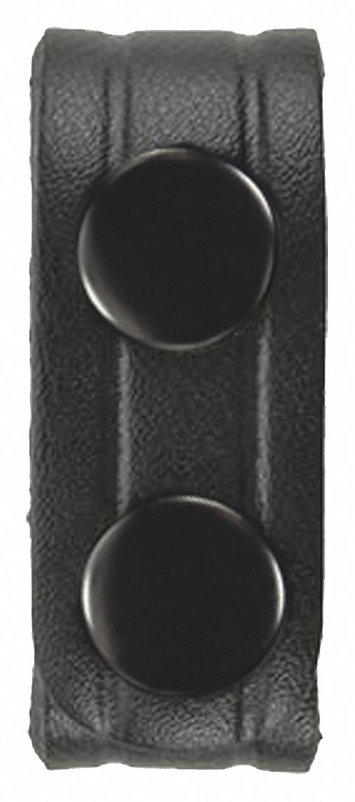 Belt Keeper: Universal, Plain Synthetic Leather, 7/8 in Wd, Black, Leather Snap, 4 PK