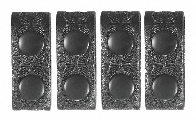 Belt Keeper: Universal, Basketweave Synthetic Leather, 7/8 in Wd, Black, 4 PK