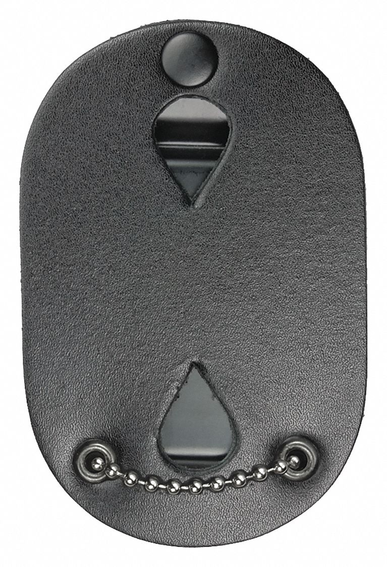 Badge Holder: 2 1/2 in x 3 3/4 in, Black, Leather