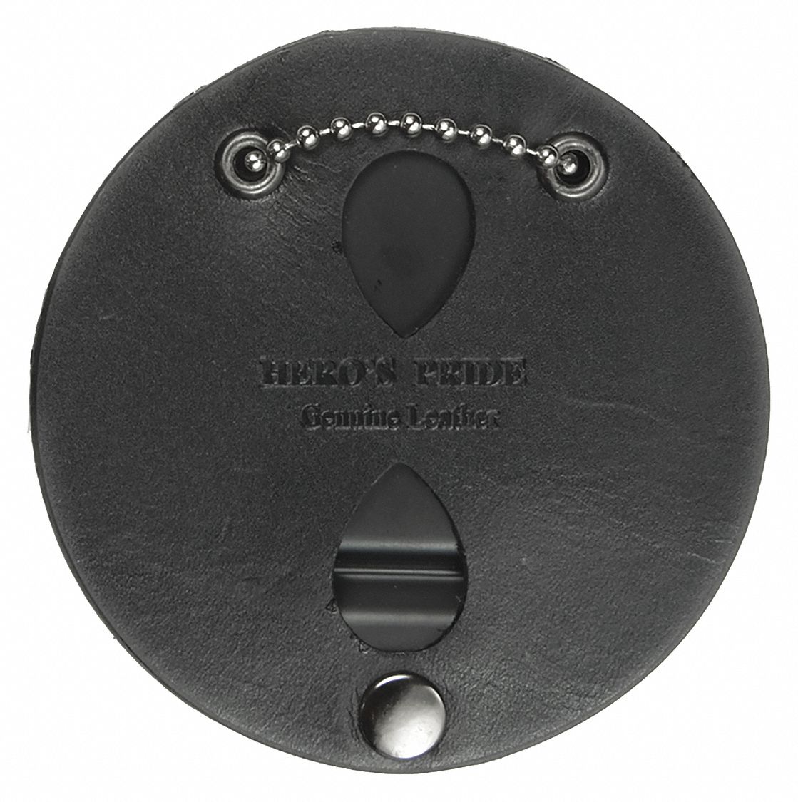 Badge Holder: 3 1/4 in, Black, Leather