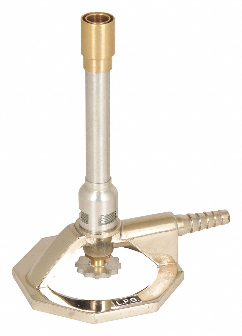 Bunsen Burner: Tirrill, LP, 3, 200 BTU Btu Output - Max, 2, 000 BTU Btu Output - Min, 6 in Overall Ht