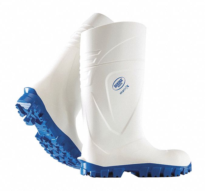 MEN'S BOOTS, SZ 10, PUR/COMPOSITE TOE, WHITE/BLUE, CSA, WATERPROOF, 18KV, 15 IN H