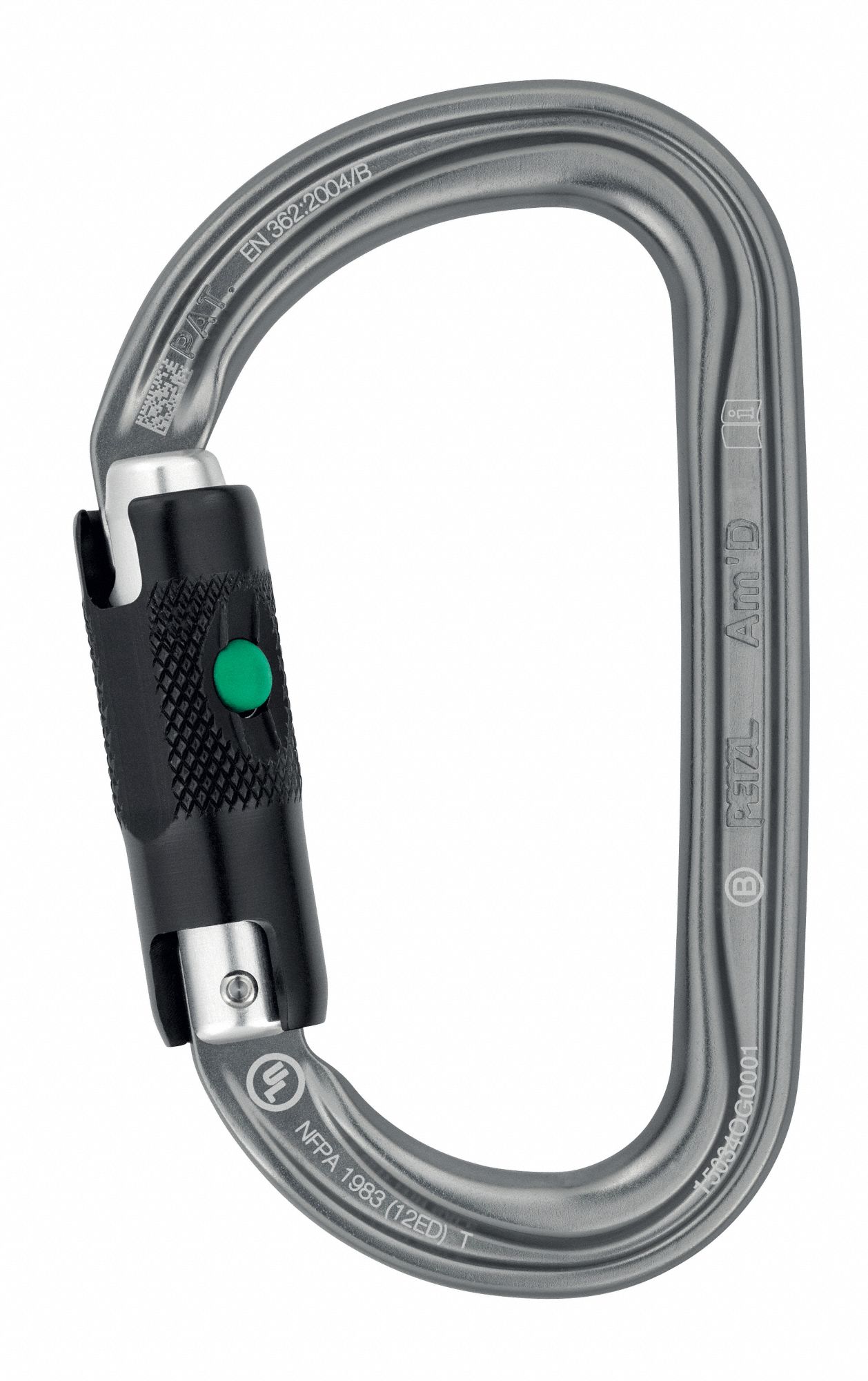 Carabiner, Gray, Ball-Lock Type, 1" Opening