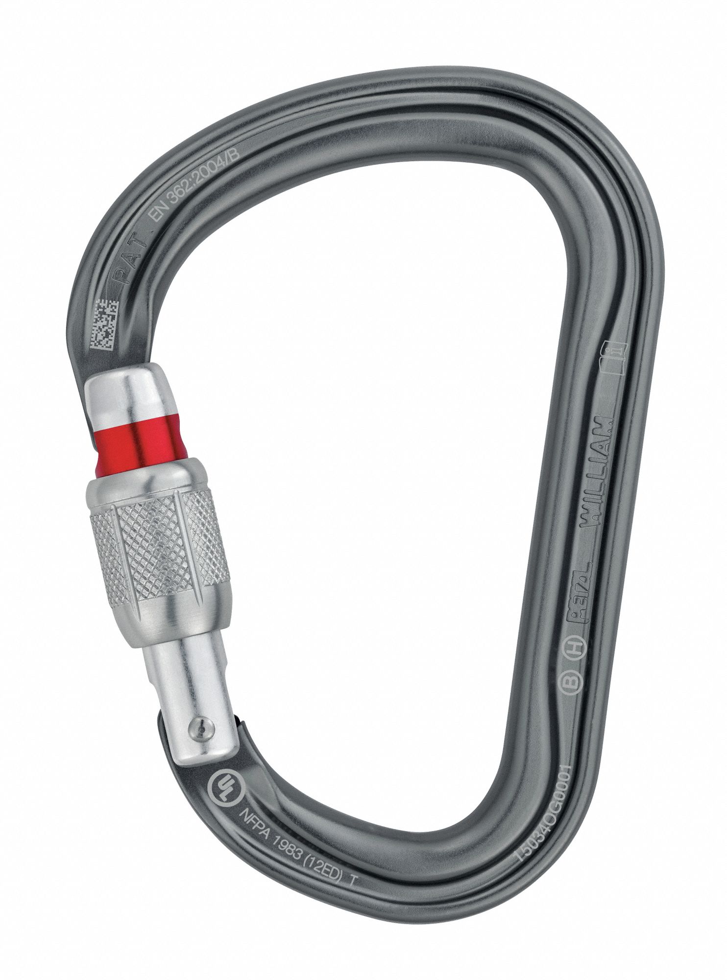 Carabiner, Gray, Screw-Lock
