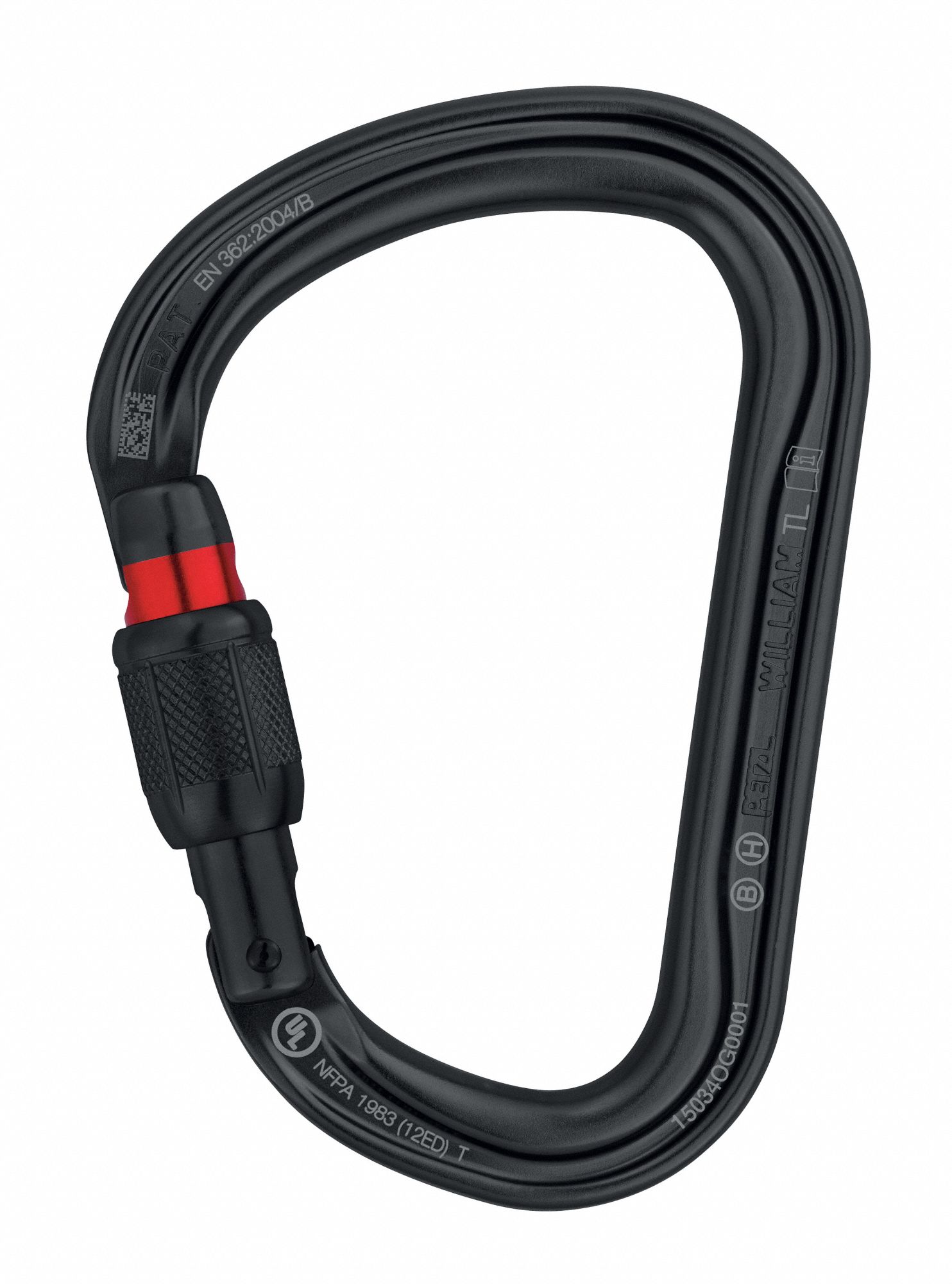 PETZL Carabiner, Black, ScrewLock Type 52TD40M36A SLN Grainger