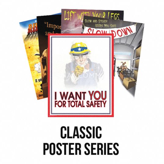 12 in x 16 in Nominal Sign Size, Clear Film Laminate, Safety Poster ...