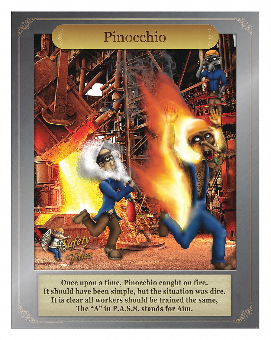 Safety Poster: Safety Tales, 12 in x 16 in Nominal Sign Size, Clear Film Laminate, English