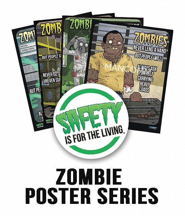 Safety Poster: 21 in x 27 in Nominal Sign Size, Clear Film Laminate, English, 12 PK