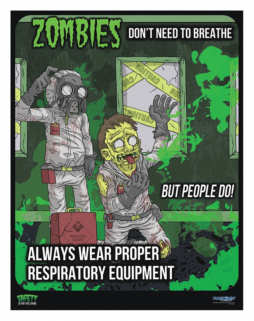 Safety Poster, Safety Banner Legend Zombies Respiratory
