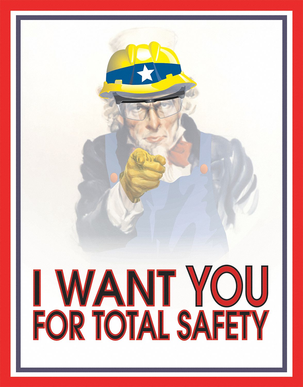Safety Poster: 12 in x 16 in Nominal Sign Size, Clear Film Laminate, English, Uncle Sam Poster