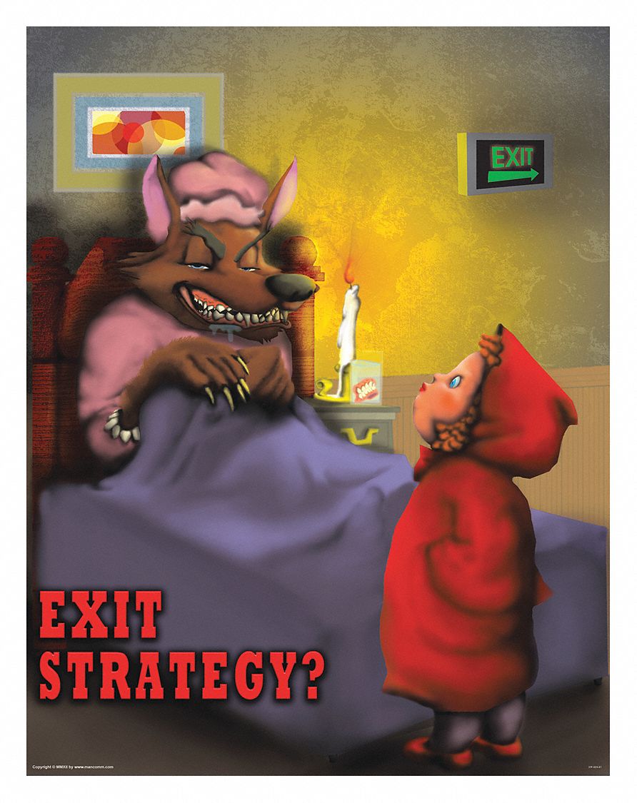 Safety Poster: 21 in x 27 in Nominal Sign Size, Clear Film Laminate, English, Red Riding Hood Safety