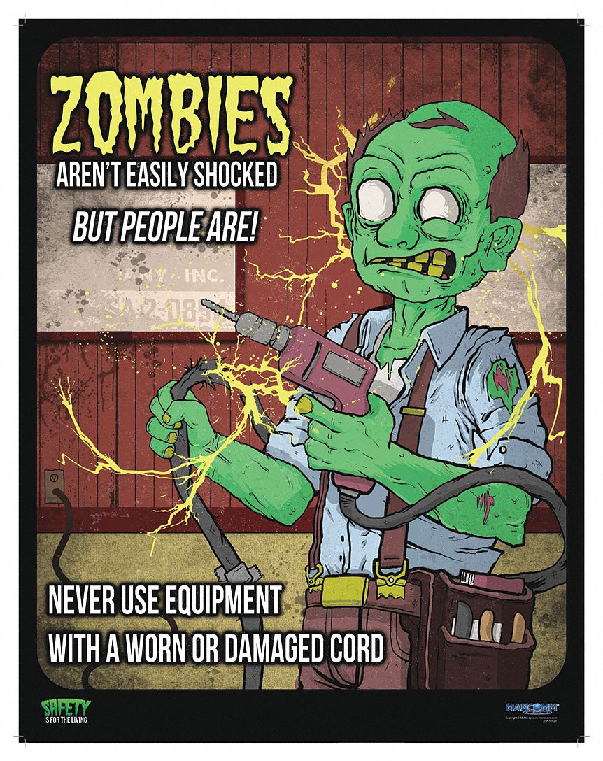 Safety Poster: 12 in x 16 in Nominal Sign Size, Clear Film Laminate, English