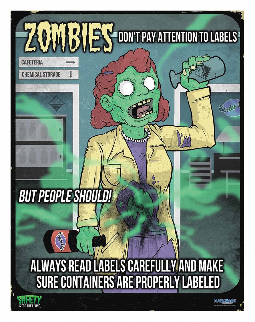 Safety Poster: 21 in x 27 in Nominal Sign Size, Clear Film Laminate, English