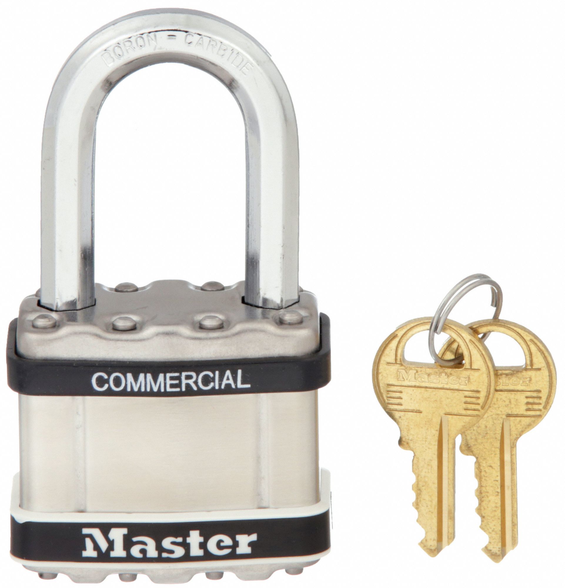 PADLOCK, 1½ IN VERTICAL SHACKLE CLEARANCE, 15/16 IN HORIZONTAL SHACKLE CLEARANCE, 4 PINS, SILVER