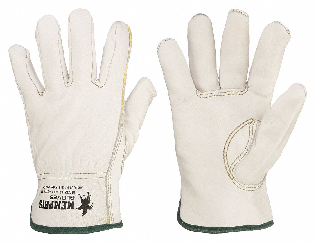 Leather Gloves: 2XL ( 11 ), Drivers Glove, Includes Double Palm, Cowhide, Std, 1 PR