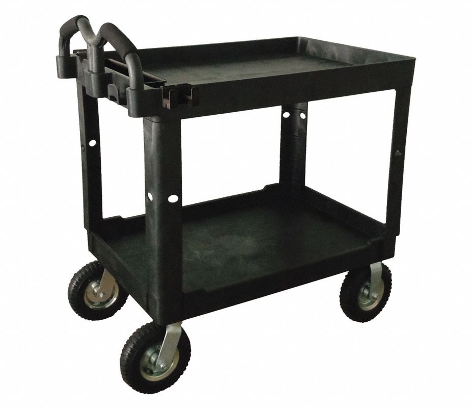 GRAINGER APPROVED Carrito Utilitario con Reborde Profundo y Repisas de