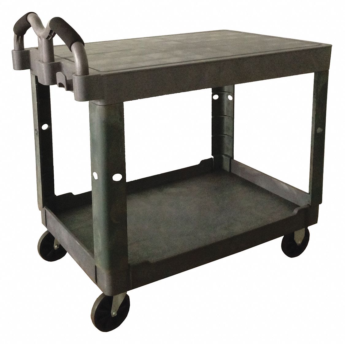 UTILITY CART WITH DEEP LIPPED & FLUSH PLASTIC SHELVES, 500 LB LOAD CAPACITY, GREY