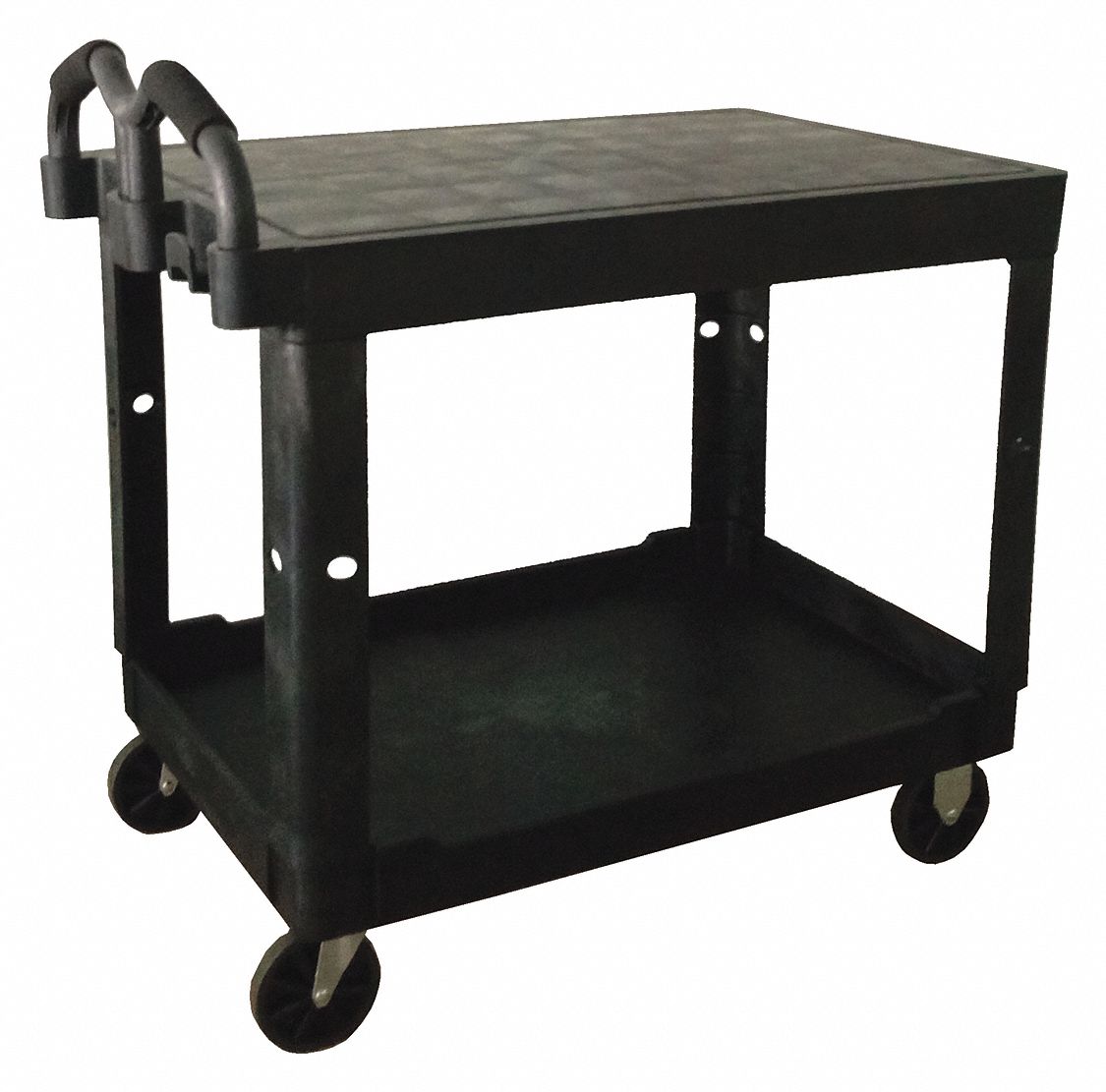 UTILITY CART WITH DEEP LIPPED & FLUSH PLASTIC SHELVES, 500 LB LOAD CAPACITY, BLACK