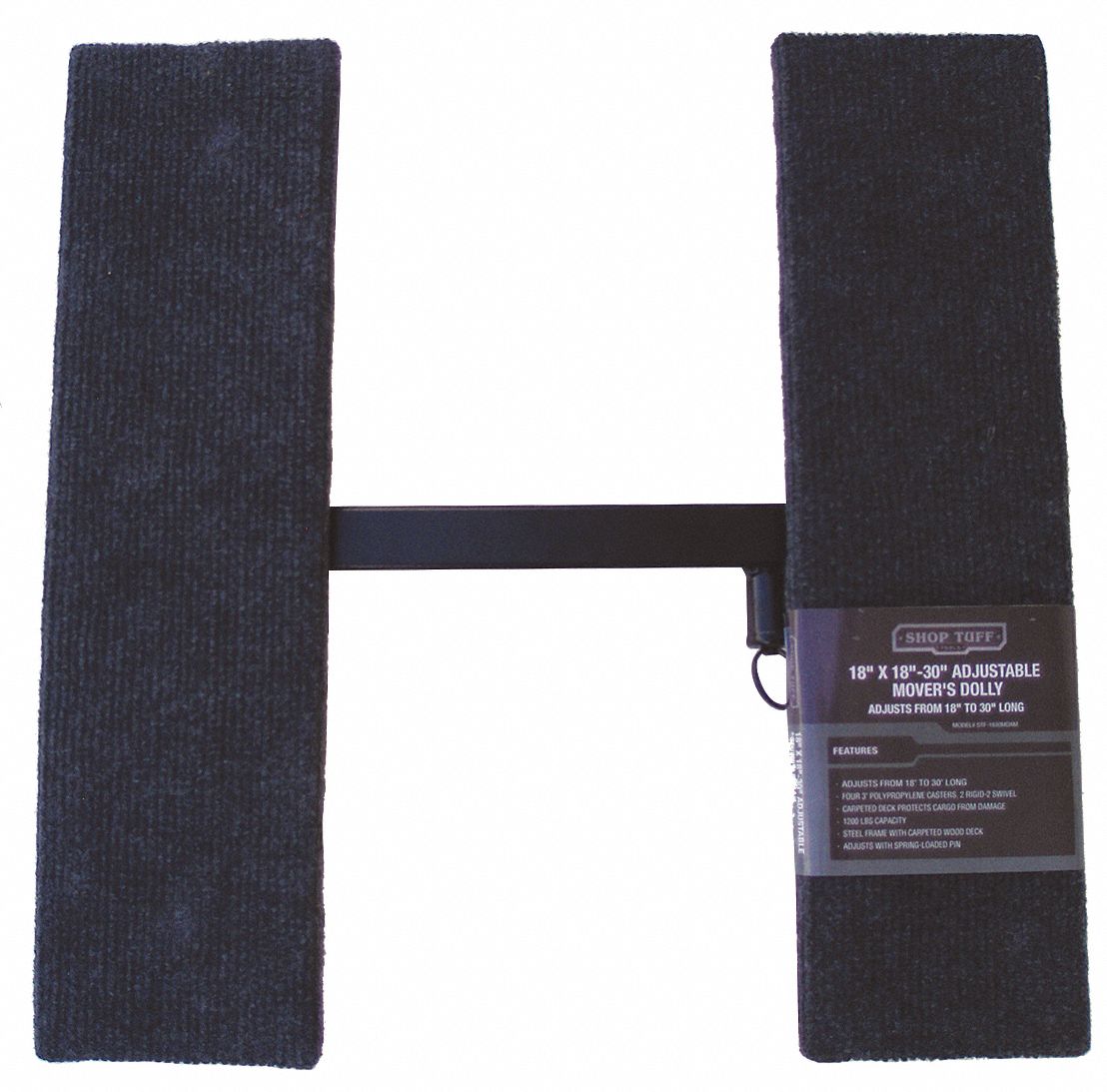 ADJUSTABLE-LENGTH OPEN-DECK WOOD GENERAL PURPOSE DOLLY, 1,200 LB LOAD CAPACITY