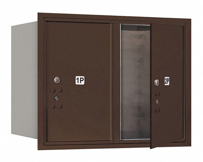 Mailbox: 4C, 2 Doors, Horizontal, 23 7/8 in H x 31 1/8 in W x 16 1/2 in D, Recessed Mounting