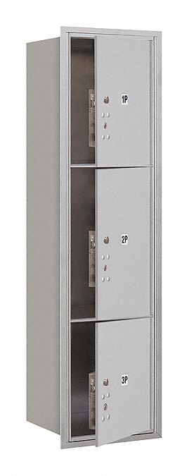 Mailbox: 4C, 3 Doors, Horizontal, 57 1/8 in H x 17 in W x 16 1/2 in D, Recessed Mounting, Lockable