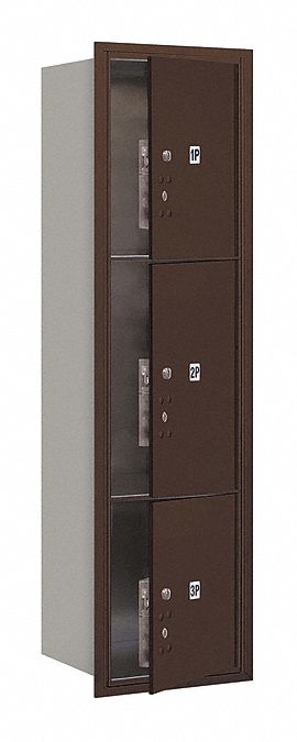Mailbox: 4C, 3 Doors, Horizontal, 57 1/8 in H x 17 in W x 16 1/2 in D, Recessed Mounting, Lockable