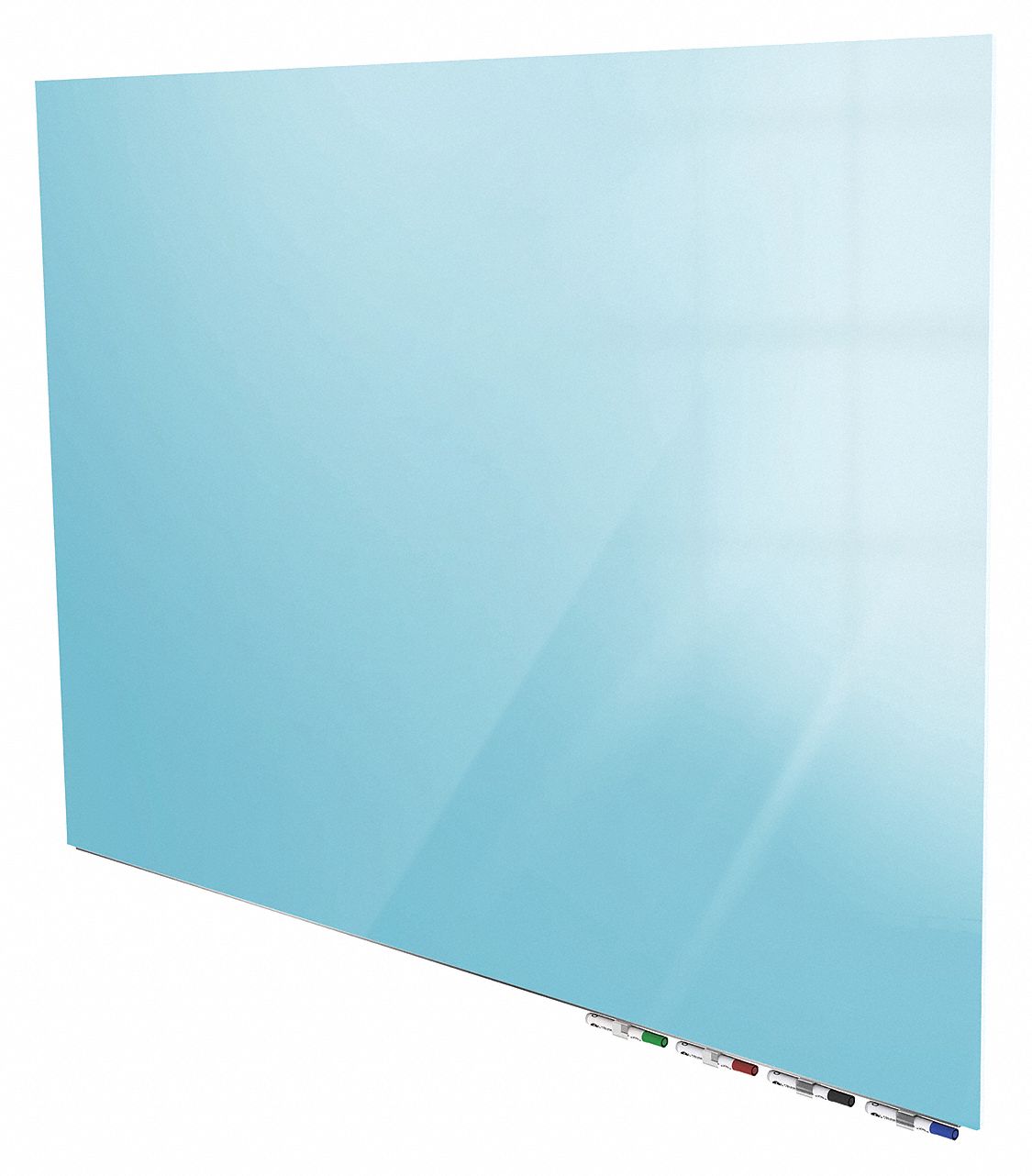 Dry Erase Board: Glass, Frameless Style, 24 in Overall Ht, 36 in Overall Wd, Blue