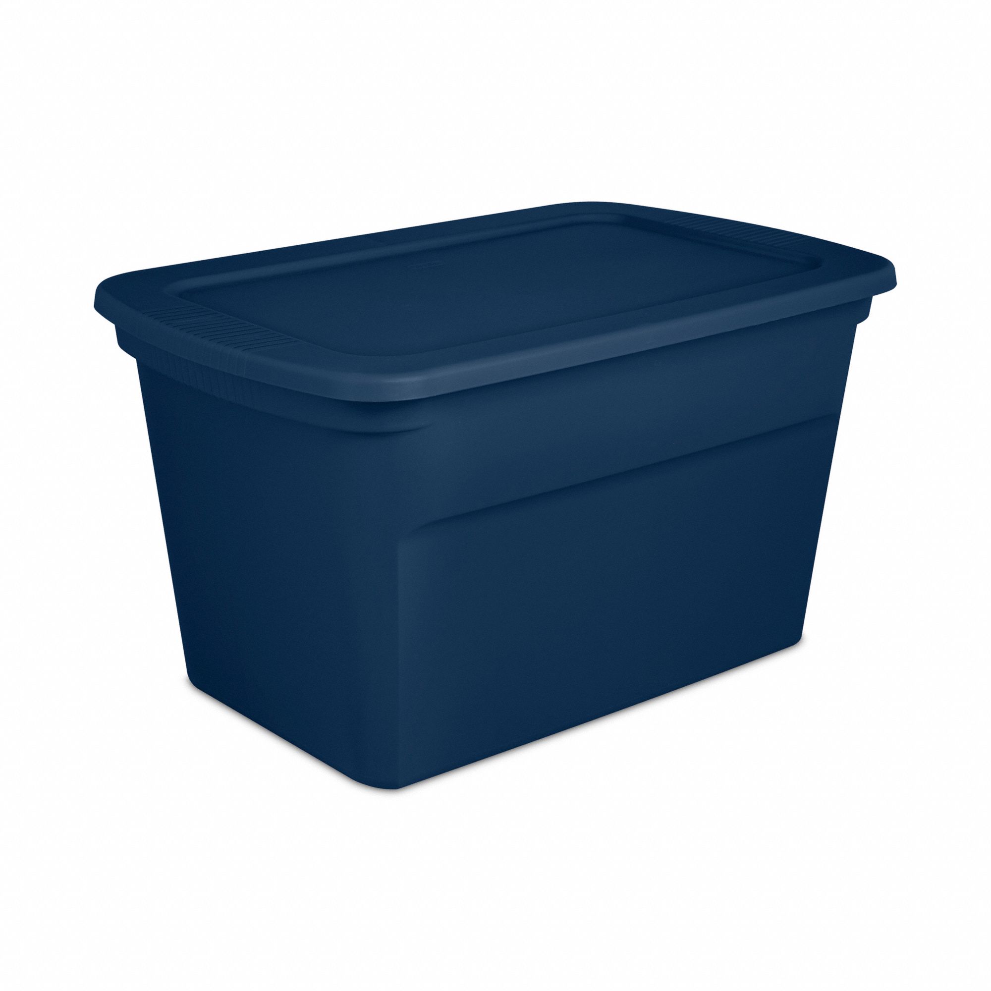 Storage Tote: 30 gal, 30 1/2 in x 20 1/4 in x 17 1/8 in, Blue Body, Blue Lid