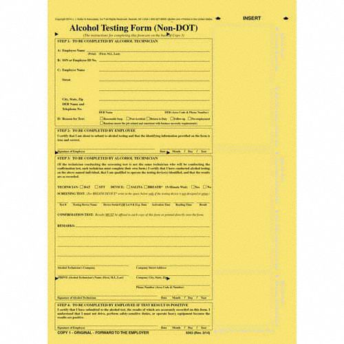 JJ KELLER, Carbonless, Alcohol Testing Form, Alcohol Testing Form-Non ...