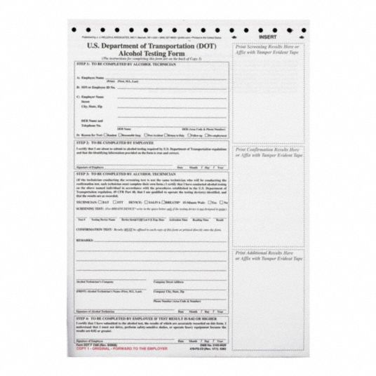 JJ KELLER, 10, PK, US DOT Alcohol Testing Form - 52VN99|6362 - Grainger