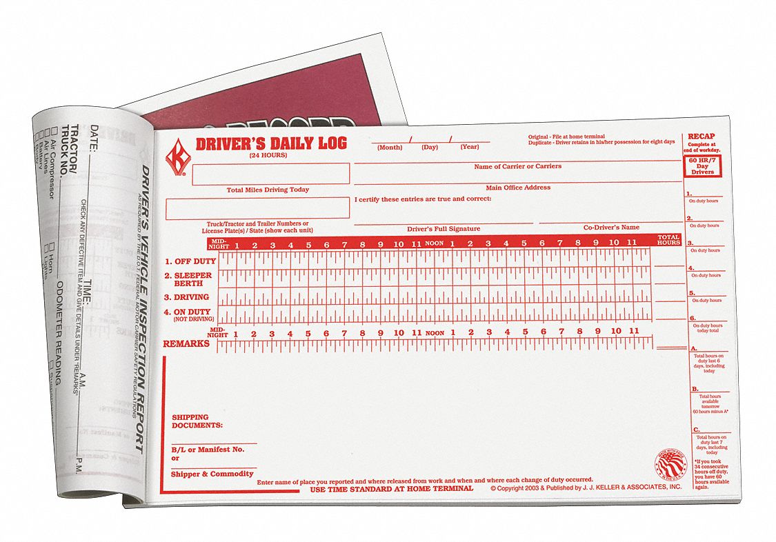 DETAILED DRIVERS LOGBOOK,WITH CARBON