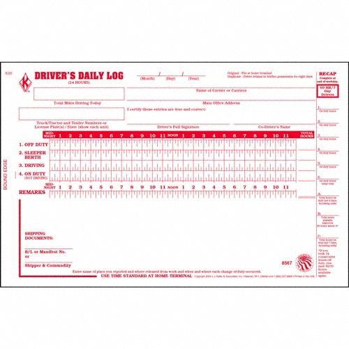 DETAILED DRIVERS LOGBOOK, DRIVER'S DAILY LOG BOOK, CARBON, ENGLISH, 2-PLY, 31 FORMS, BOOK