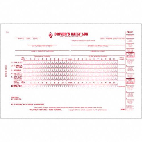 OIL FIELD DRIVERS LOGBOOK, OIL FIELD DRIVER'S LOG BOOK, CARBON, ENGLISH, 2-PLY, 31 FORMS