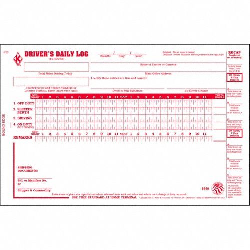 DETAILED DRIVERS LOGBOOK, DRIVER'S DUTY STATUS RECORD BOOK, CARBON, ENGLISH, 2-PLY, BOOK