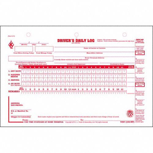 DRIVERS LOGBOOK, 7/8 DAY, DAILY LOG BOOK, CARBONLESS, ENGLISH, 2-PLY, 31 PK