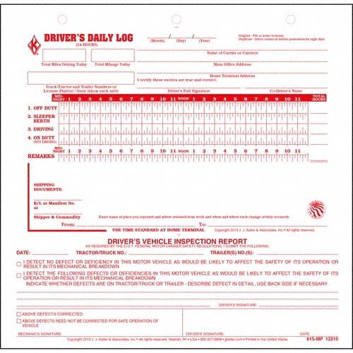 MIDSIZE DRIVERS LOGBOOK, DRIVER'S DAILY LOG BOOK, CARBONLESS, ENGLISH, 2-PLY, 31 PK