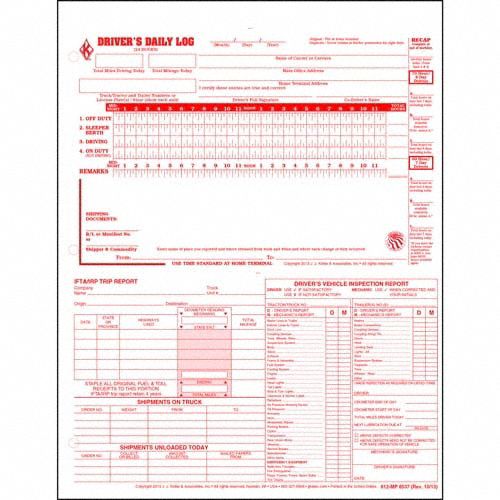 Drivers Daily Logbook 5 In 1: Driver's Daily 5-in-1 Log Book, Carbonless, English, 31 PK