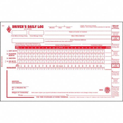 DETAILED DRIVERS LOGBOOK, DRIVER'S DAILY LOG BOOK, CARBONLESS, ENGLISH, 3-PLY, 31 FORMS
