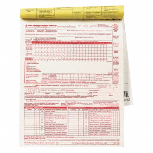 JJ KELLER, Carbonless, 2 Plies, Canadian Drivers Logbook 52VP6212916