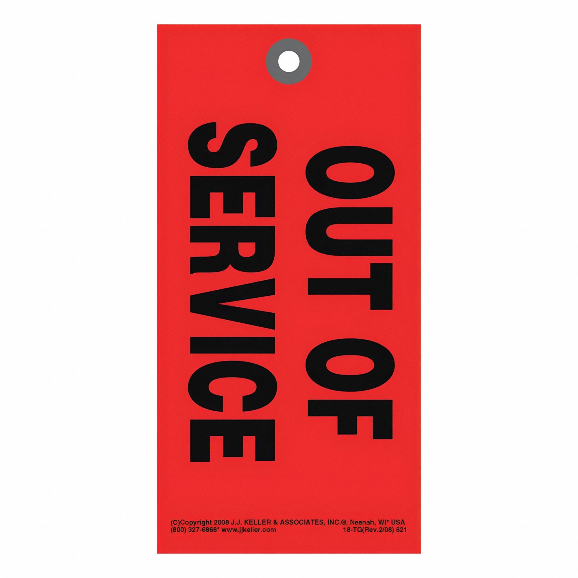Tag: Out Of Service, 3 1/8 in Wd, 6 1/4 in Ht, Red, Rectangle, Synthetic, Indoor/Outdoor, 50 PK