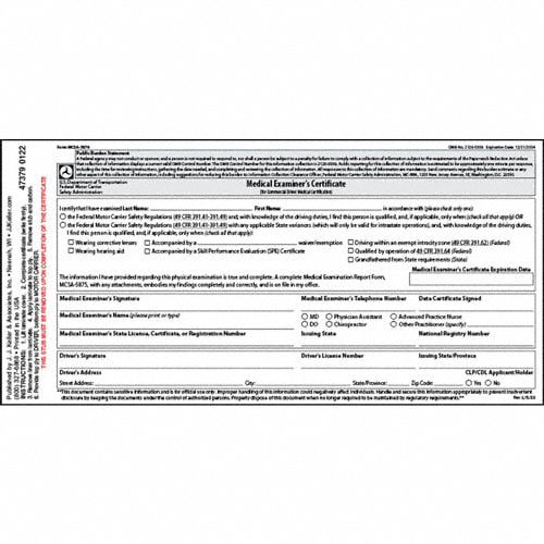 Medical Examination Certificate: