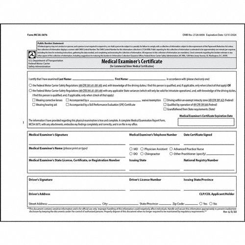 Medical Examination Certificate: Carbonless, Medical Examination Certificate, 2-Ply, 47377
