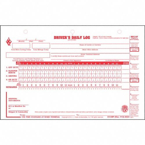 JJ KELLER, Driver's Daily Log Book, Carbon, Detailed Drivers Logbook