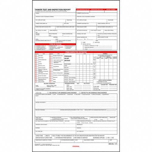 Tanker Test/Inspection Report: