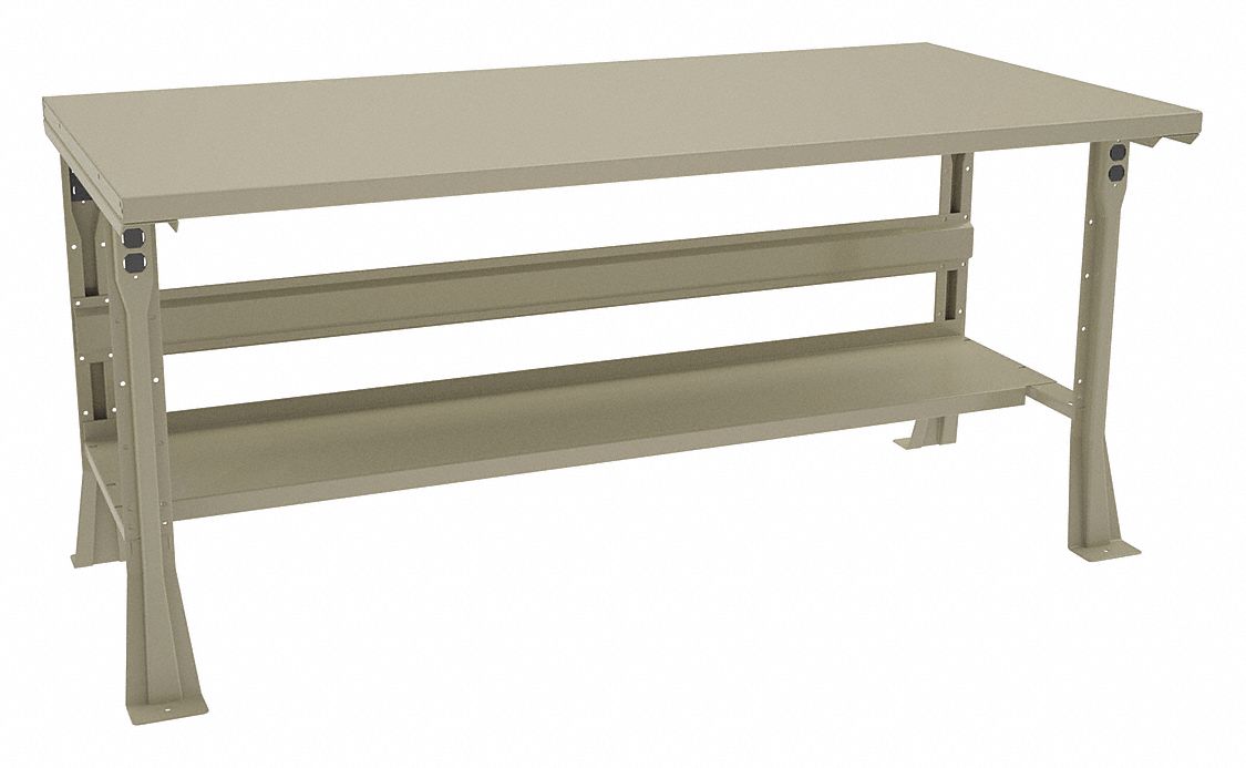 Workbench: Fixed Ht, Steel, 72 in x 36 in, 1, 800 lb Overall Load Capacity, Tan